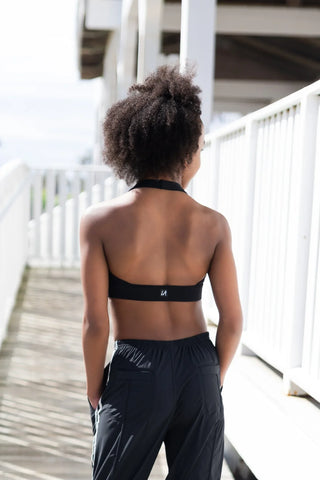 HALTER RUCHED CHILD TOP- BLACK