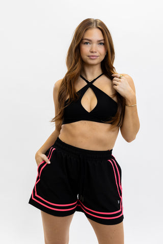 HORIZON ADULT SHORT-BLACK/HOT PINK