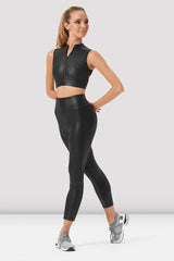 Bloch Ladies Zola Zip Front Leather Look Crop Top