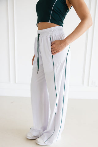 RETRO ADULT TRACK PANT- WHITE/GREEN