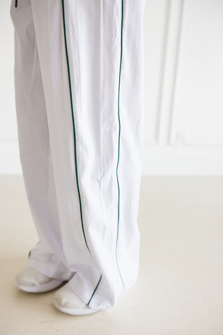 RETRO ADULT TRACK PANT- WHITE/GREEN