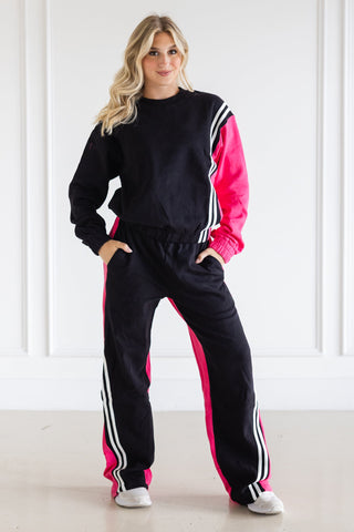 CHAMP ADULT PULLOVER-BLACK/HOT PINK