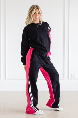 CHAMP ADULT SWEATPANT- BLACK/HOT PINK