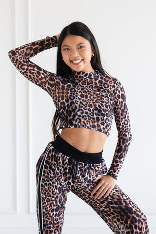 LAYER UP CHILD MESH TOP- BROWN CHEETAH