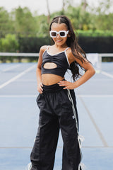 KEYHOLE CHILD CROP TOP- BLACK