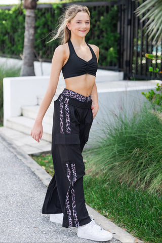GO TO ADULT TRACK PANT- BROWN CHEETAH/BLACK