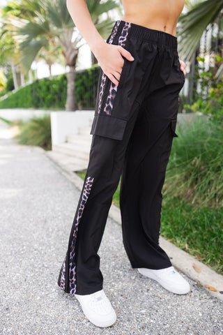 GO TO ADULT TRACK PANT- BROWN CHEETAH/BLACK