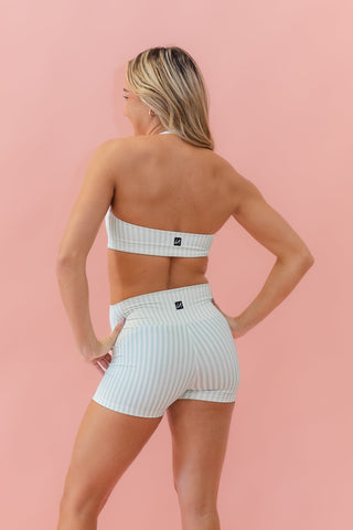 KIKI ADULT HALTER TOP- KEY LIME STRIPE