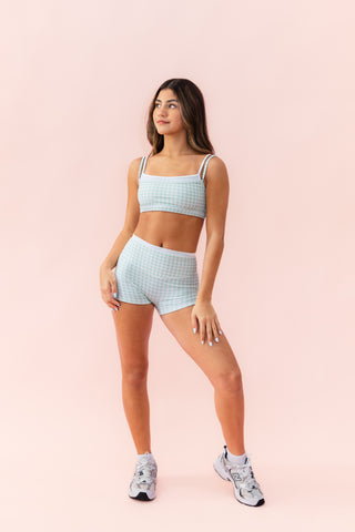 HALLIE CHILD TOP- KEYLIME GINGHAM/WHITE