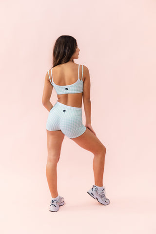 HALLIE CHILD SHORT- KEYLIME GINGHAM/WHITE