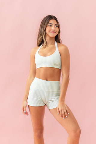 KIKI CHILD HALTER TOP- KEY LIME STRIPE