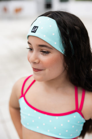 BREAKAWAY BANDEAU CHILD TOP- SEASIDE DOTS/LIPSTICK