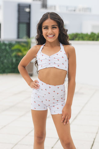 SIENNA CHILD TIE TOP- WHITE/CHERRY