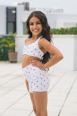 SIENNA CHILD SHORT- WHITE/CHERRY