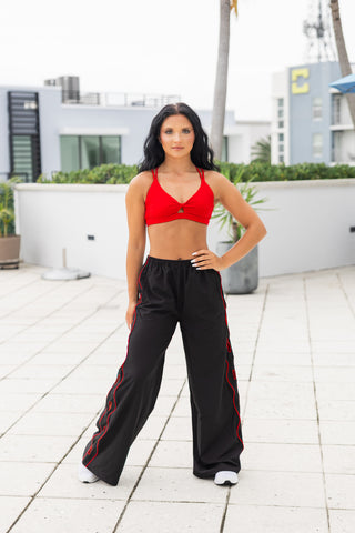 NYX ADULT TRACK PANT- BLACK/CHERRY
