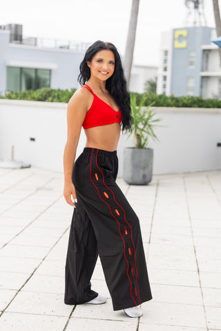 NYX ADULT TRACK PANT- BLACK/CHERRY