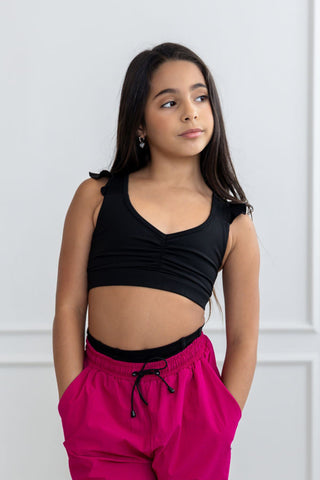 RUCHIE CHILD RUFFLE TOP- BLACK