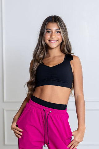 RUCHIE ADULT RUFFLE TOP- BLACK