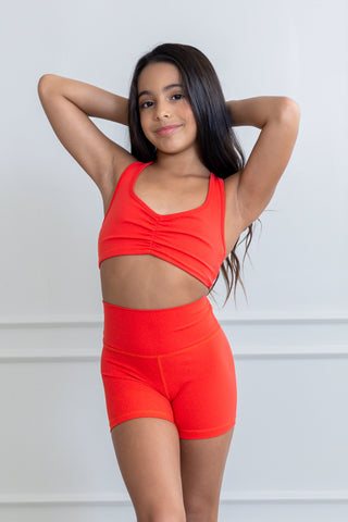 SUNNIE CHILD HALTER TOP - SUNSET CORAL
