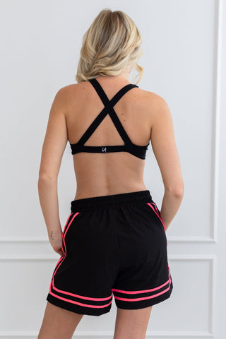 HORIZON ADULT SHORT-BLACK/NEON PINK