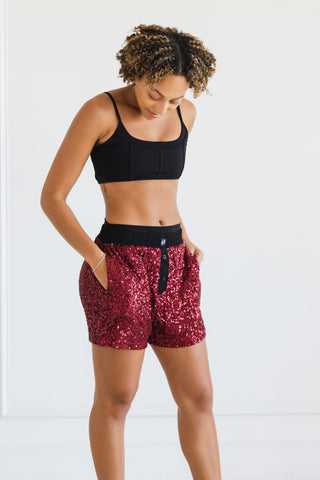 SHIMMER ADULT SEQUIN SHORT- RUBY SEQUIN RED