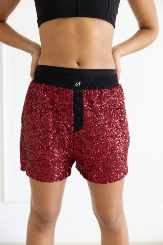 SHIMMER ADULT SEQUIN SHORT- RUBY SEQUIN RED
