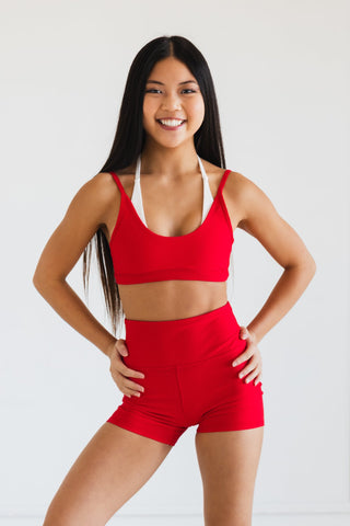 CELLY DOUBLE LAYER CHILD TOP- RUBY/ WHITE RIB