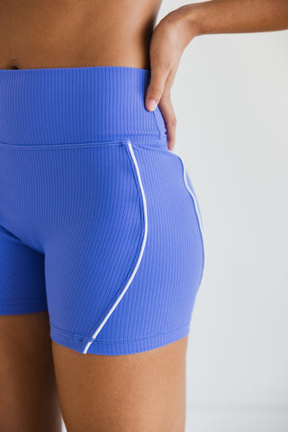 SOUTH SIDE ADULT SHORT- PERIWINKLE/WHITE RIB