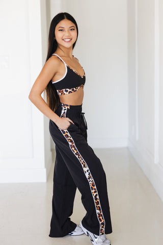 INDEPENDENT CHILD TRACK PANT- BLACK/CHEETAH