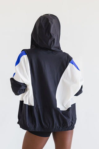 COLOR BLOCK CHILD ZIP UP JACKET- ROYAL/BLACK/WHITE