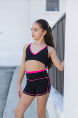 DOUBLE WAIST CHILD SHORTIES- BLACK/PINK LEMONADE