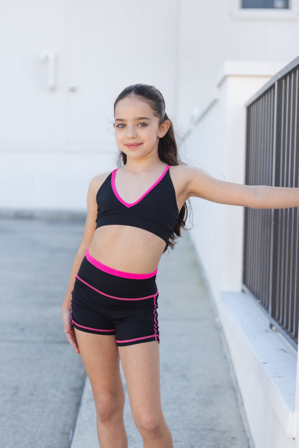 DOUBLE WAIST CHILD SHORTIES- BLACK/PINK LEMONADE