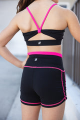 DOUBLE WAIST CHILD SHORTIES- BLACK/PINK LEMONADE