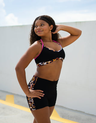 SOPHIA CHILD TOP- CHEETAH/NEON PINK