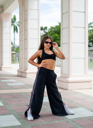 LUX BOSS BOW CHILD PANT- BLACK/CHEETAH