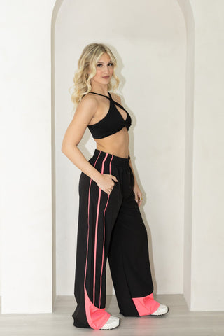 KYA ADULT TRACK PANT-BLACK/NEON PINK