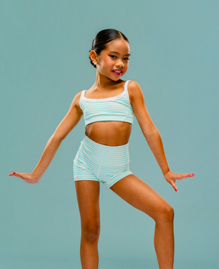 MOTION CHILD TOP- AQUA STRIPE