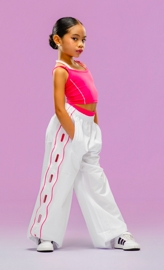 NYX CHILD TRACK PANT- WHITE/LIPSTICK