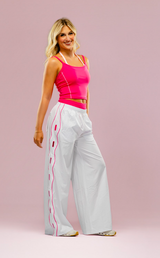 NYX ADULT TRACK PANT- WHITE/LIPSTICK