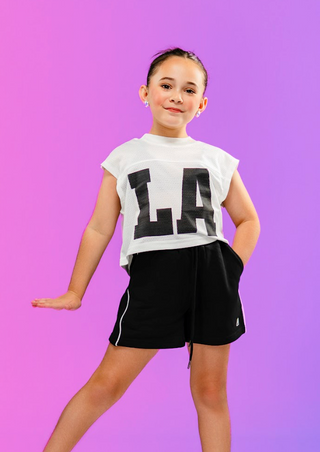 LA LOUNGE CHILD SHORT- BLACK/WHITE