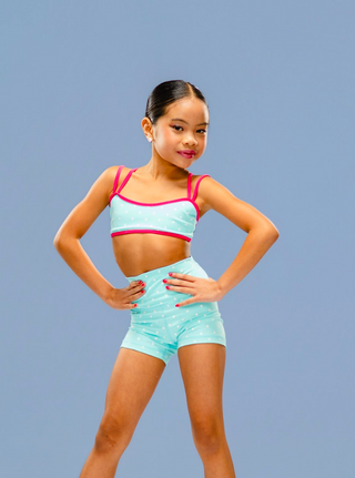 BREAKAWAY BANDEAU CHILD TOP- SEASIDE DOTS/LIPSTICK