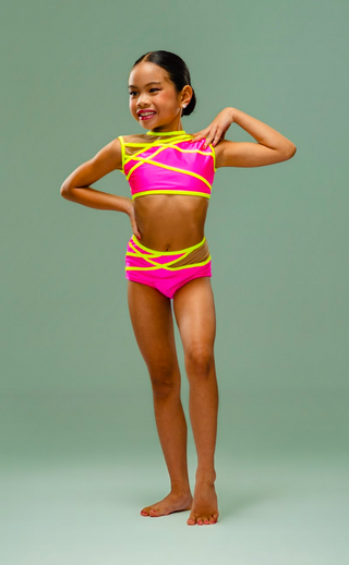 LENI CHILD SET- NEON PINK/NEON YELLOW